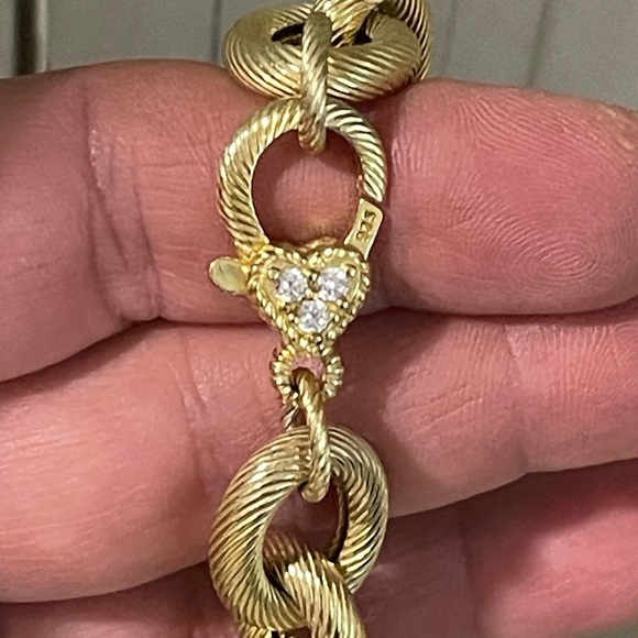 Rare Judith Ripka Chrysoprase Cable Bracelet Gold Clad Statement - Picture 5 of 7